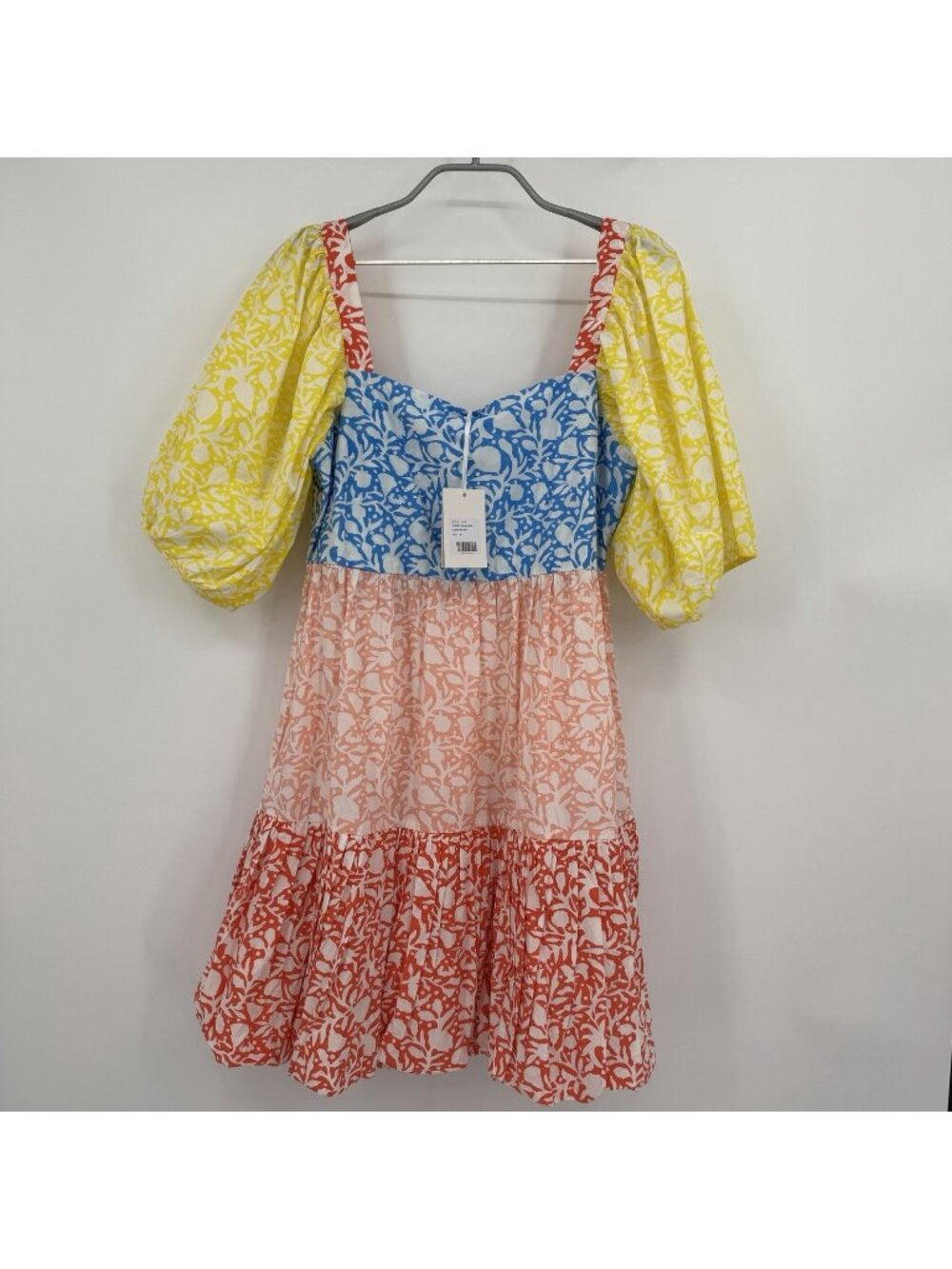 Oliphant Canary Bubble Skirt Tiered Mini Dress size M Medium 100% Cotton India